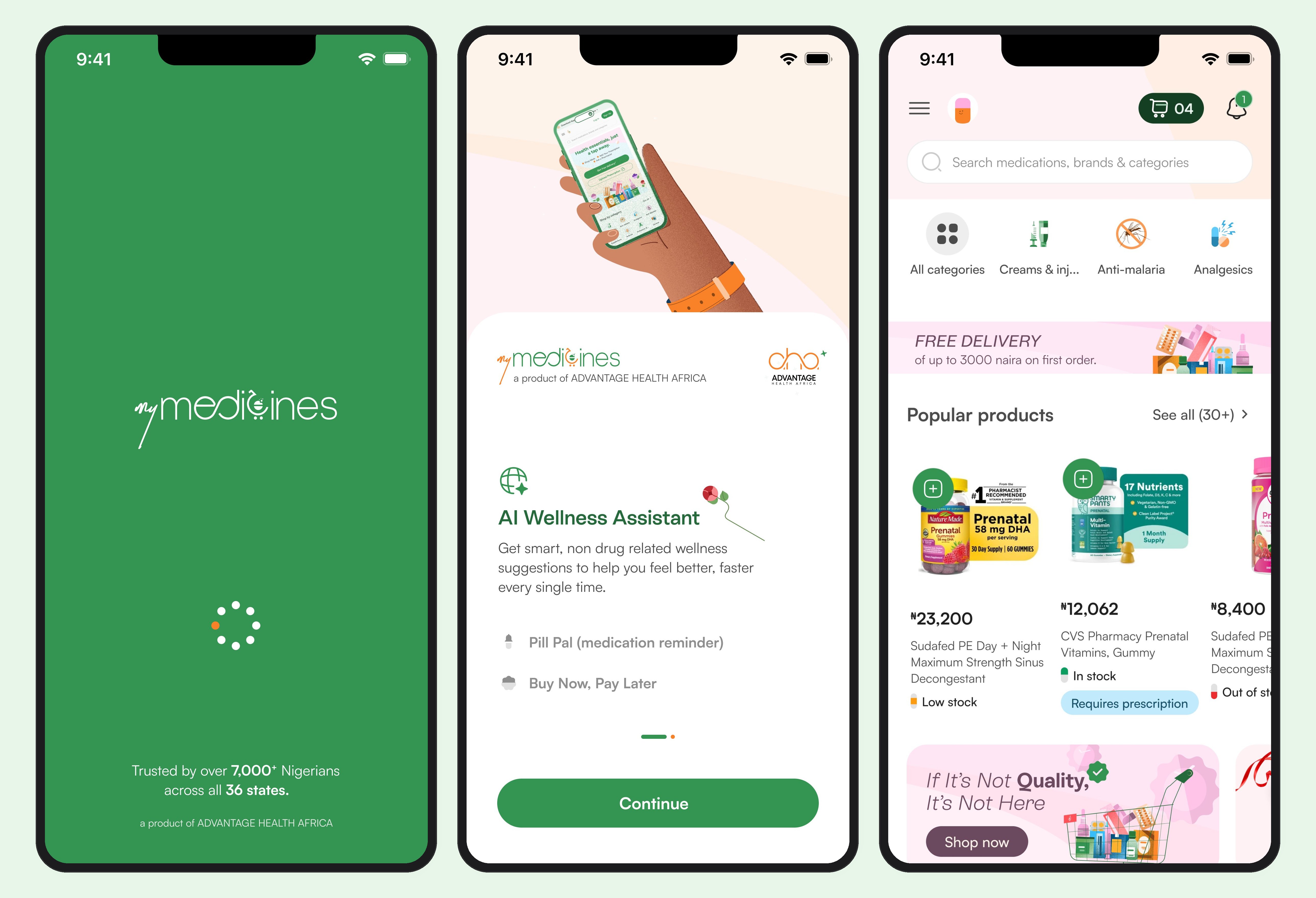 myMedicines Mobile App Screens